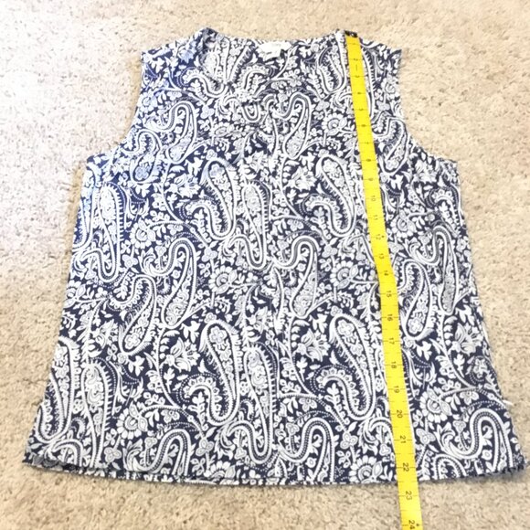 Navy Paisley 100% Cotton Tunic Neck Tank Top - Picture 13 of 13